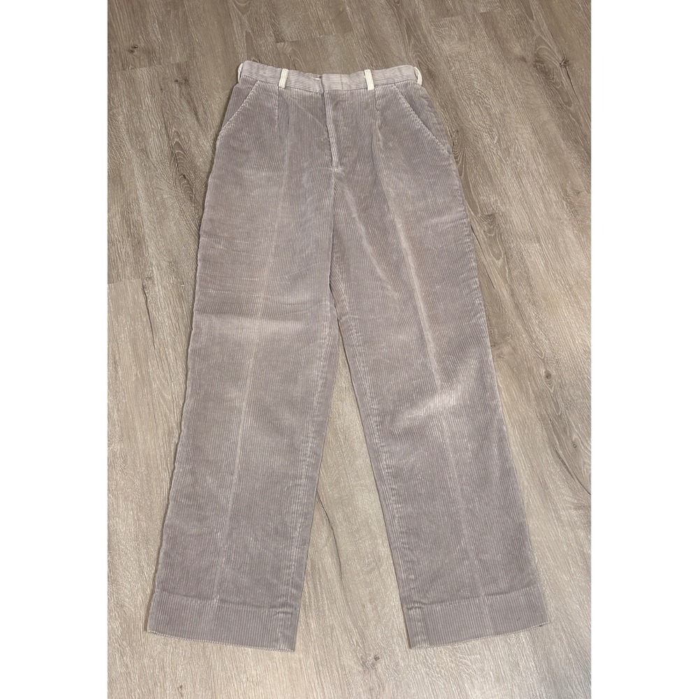 LL Bean Vintage Corduroy Pants Womens 8P Gray Pleated High Rise Straight Leg USA